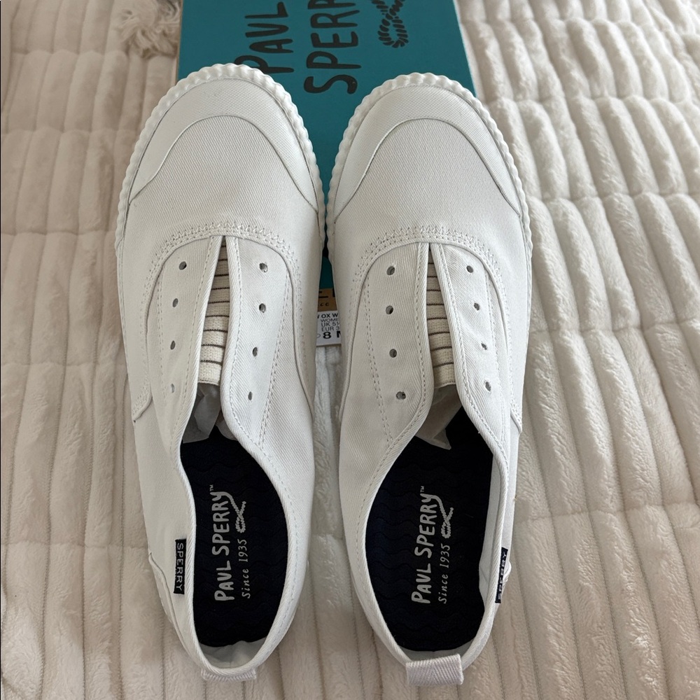 Sperry Sayel Clew OX wash white size 8 new with box